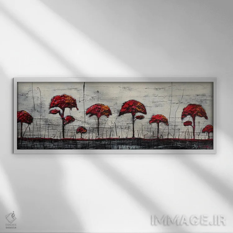 تابلو درختان قرمز اثر دوناتلا مارائونی - نمای قابدار سفید