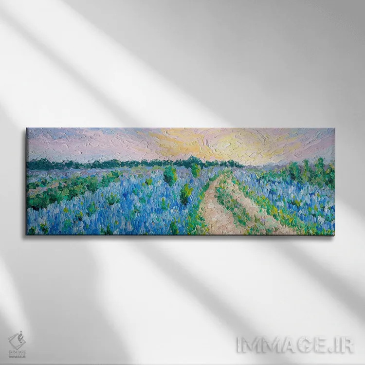 تابلو مزارع بلو بانت (نوعی گل در آمریکا) اثر دروتا کوسی - نمای روبهرو روی دیوار