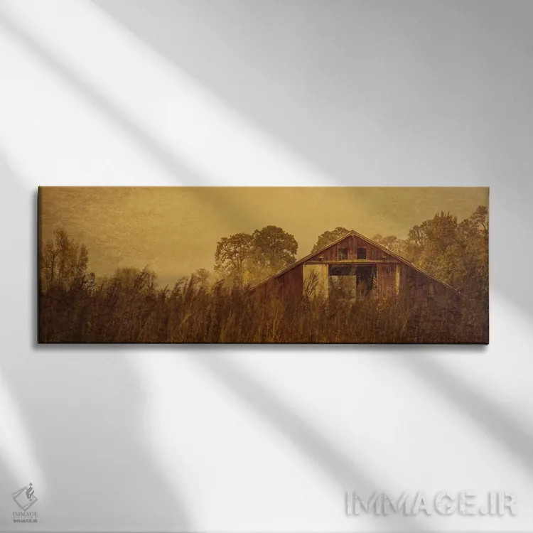 تابلو انبار پوشیده از علفهای بلند اثر دان شوارتز - نمای روبهرو روی دیوار