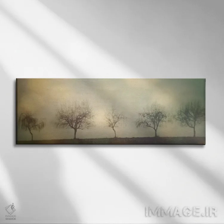 تابلو پنج درخت روی تپه اثر دان شوارتز - نمای روبهرو روی دیوار