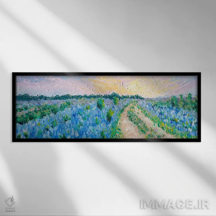 تابلو مزارع بلو بانت (نوعی گل در آمریکا) اثر دروتا کوسی - نمای قابدار مشکی