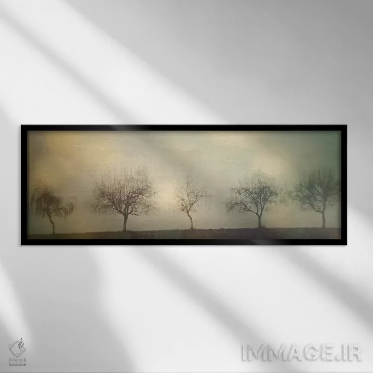 تابلو پنج درخت روی تپه اثر دان شوارتز - نمای قابدار مشکی