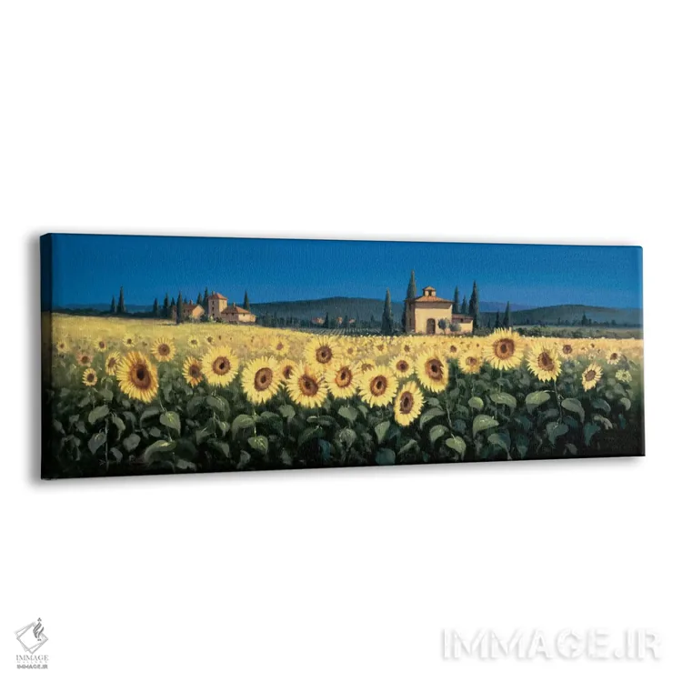 تابلو پانورامای توسکان، گلهای آفتابگردان اثر دیوید شورت - نمای پرسپکتیو محصول