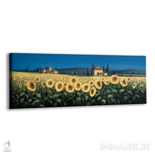 تابلو پانورامای توسکان، گلهای آفتابگردان اثر دیوید شورت - نمای پرسپکتیو محصول
