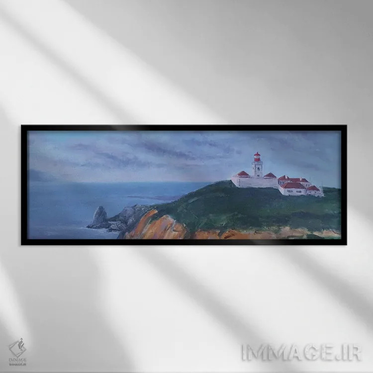 تابلو فانوس دریایی کابو دا روکا (پرتغال) اثر باورا آسهوا - نمای قابدار مشکی