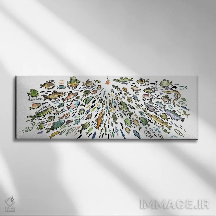 تابلو ماهی آب شیرین اثر دن تاویس - نمای روبهرو روی دیوار