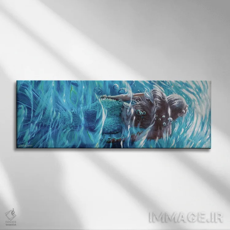 تابلو پری دریایی شناگر اثر دکوتا دیتویلر - نمای روبهرو روی دیوار