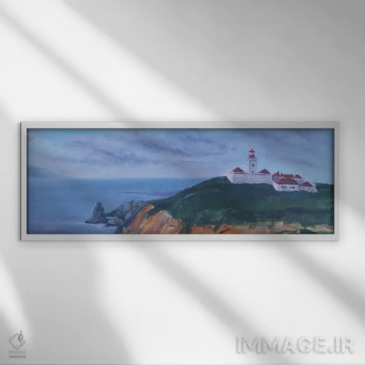 تابلو فانوس دریایی کابو دا روکا (پرتغال) اثر باورا آسهوا - نمای قابدار سفید