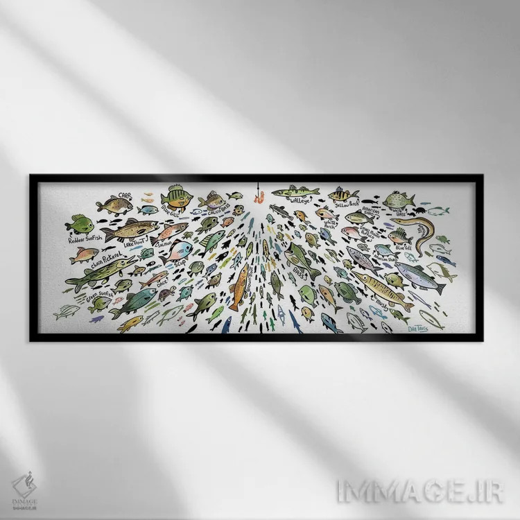 تابلو ماهی آب شیرین اثر دن تاویس - نمای قابدار مشکی