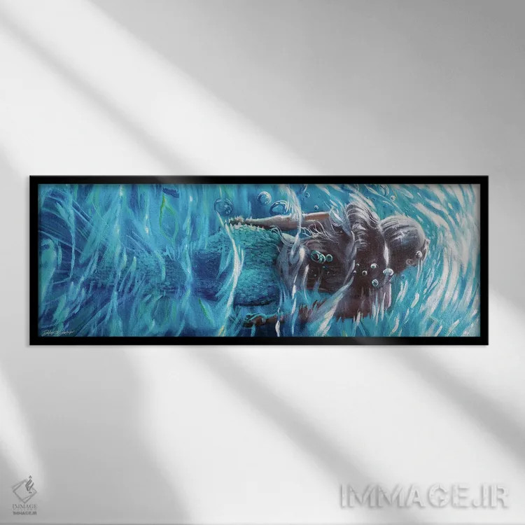 تابلو پری دریایی شناگر اثر دکوتا دیتویلر - نمای قابدار مشکی