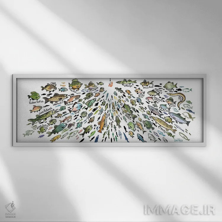 تابلو ماهی آب شیرین اثر دن تاویس - نمای قابدار سفید