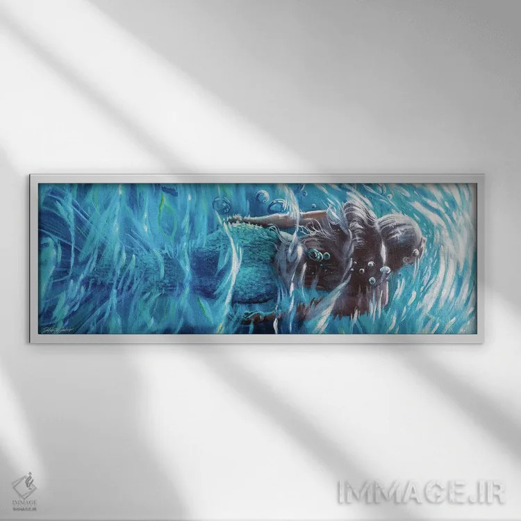 تابلو پری دریایی شناگر اثر دکوتا دیتویلر - نمای قابدار سفید