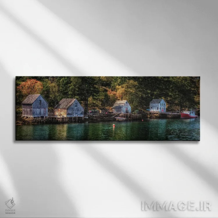 تابلو ورودی خانهٔ قایق اثر دیوید گارباورر - نمای روبهرو روی دیوار