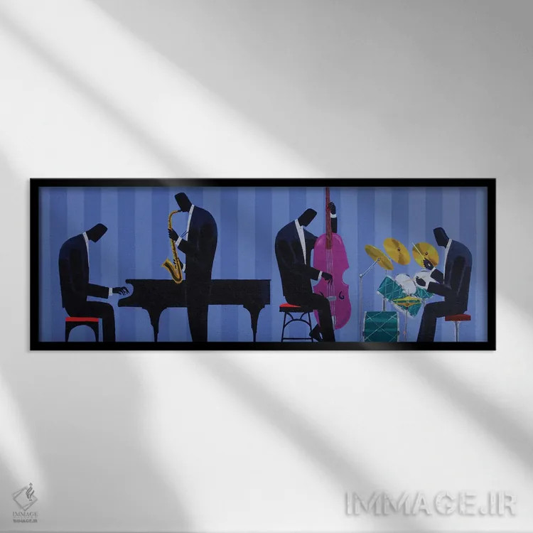 تابلو کوارتت آبی سلطنتی اثر دارل دنیلز - نمای قابدار مشکی