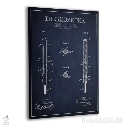 تابلو نقشهٔ ثبت اختراع دماسنج آبی نفتی اثر پیکسل کهنه (استودیو/نام هنری) - نمای پرسپکتیو محصول