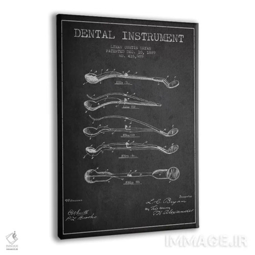 تابلو نقشهٔ ثبت اختراع ابزار دندانپزشکی خاکستری اثر پیکسل کهنه (استودیو/نام هنری) - نمای پرسپکتیو محصول