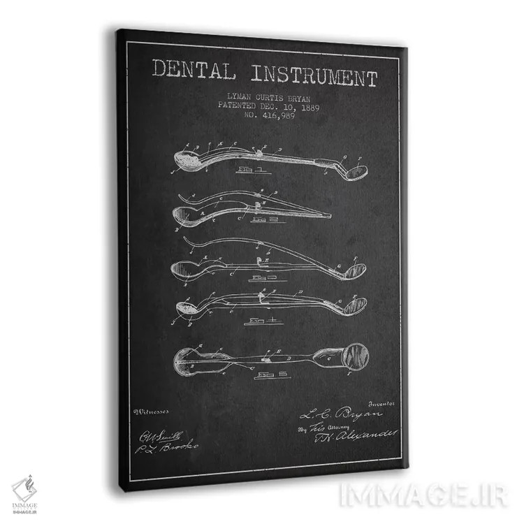 تابلو نقشهٔ ثبت اختراع ابزار دندانپزشکی خاکستری اثر پیکسل کهنه (استودیو/نام هنری) - نمای پرسپکتیو محصول