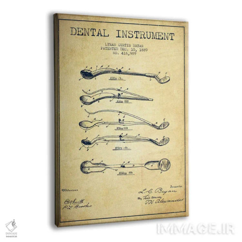 تابلو نقشهٔ ثبت اختراع ابزار دندانپزشکی (طرح کلاسیک) اثر پیکسل کهنه (استودیو/نام هنری) - نمای پرسپکتیو محصول
