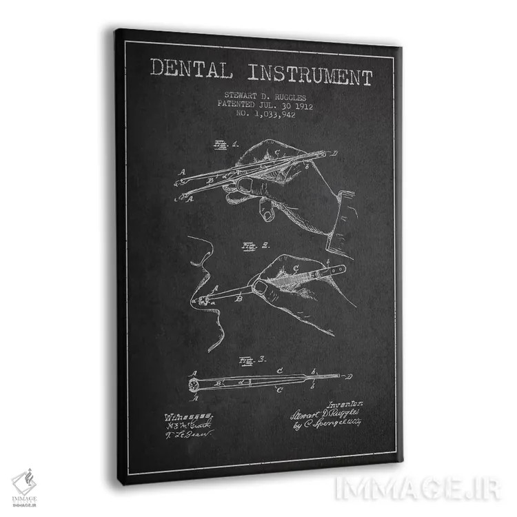 تابلو نقشهٔ ثبت اختراع ابزار دندانپزشکی خاکستری اثر پیکسل کهنه (استودیو/نام هنری) - نمای پرسپکتیو محصول