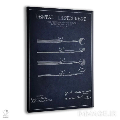 تابلو نقشهٔ ثبت اختراع ابزار دندانپزشکی آبی نفتی اثر پیکسل کهنه (استودیو/نام هنری) - نمای پرسپکتیو محصول