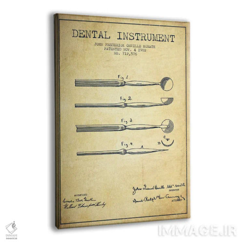 تابلو نقشهٔ ثبت اختراع ابزار دندانپزشکی (طرح کلاسیک) اثر پیکسل کهنه (استودیو/نام هنری) - نمای پرسپکتیو محصول