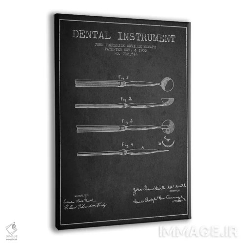 تابلو نقشهٔ ثبت اختراع ابزار دندانپزشکی خاکستری اثر پیکسل کهنه (استودیو/نام هنری) - نمای پرسپکتیو محصول