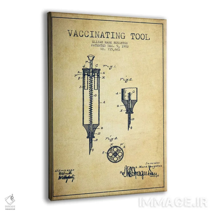 تابلو نقشهٔ ثبت اختراع ابزار واکسیناسیون (طرح کلاسیک) اثر پیکسل کهنه (استودیو/نام هنری) - نمای پرسپکتیو محصول