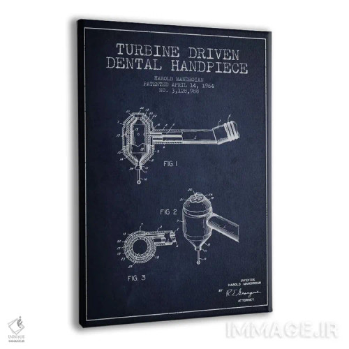 تابلو نقشهٔ ثبت اختراع محرک توربین آبی نفتی اثر پیکسل کهنه (استودیو/نام هنری) - نمای پرسپکتیو محصول