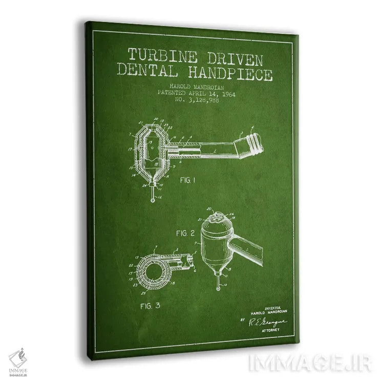 تابلو نقشهٔ ثبت اختراع محرک توربین سبز اثر پیکسل کهنه (استودیو/نام هنری) - نمای پرسپکتیو محصول