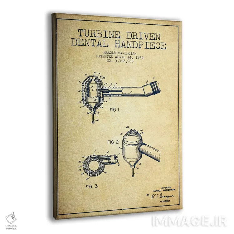تابلو نقشهٔ ثبت اختراع محرک توربین (طرح کلاسیک) اثر پیکسل کهنه (استودیو/نام هنری) - نمای پرسپکتیو محصول