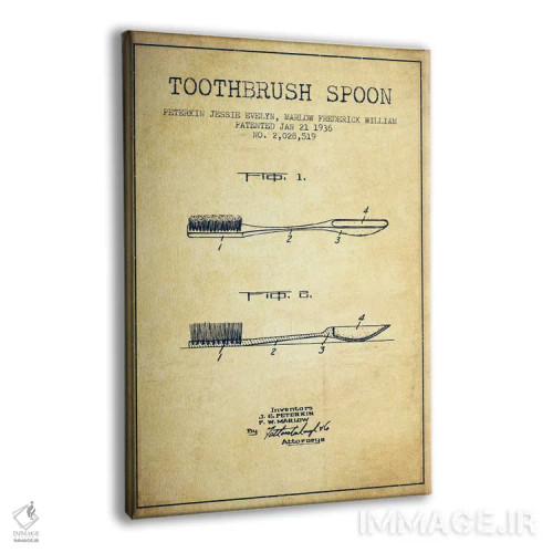 تابلو نقشهٔ ثبت اختراع قاشق مسواکدار (طرح کلاسیک) اثر پیکسل کهنه (استودیو/نام هنری) - نمای پرسپکتیو محصول