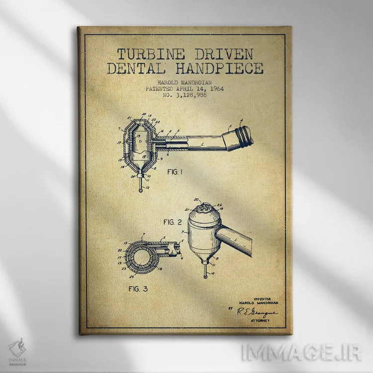 تابلو نقشهٔ ثبت اختراع محرک توربین (طرح کلاسیک) اثر پیکسل کهنه (استودیو/نام هنری) - نمای روبهرو روی دیوار