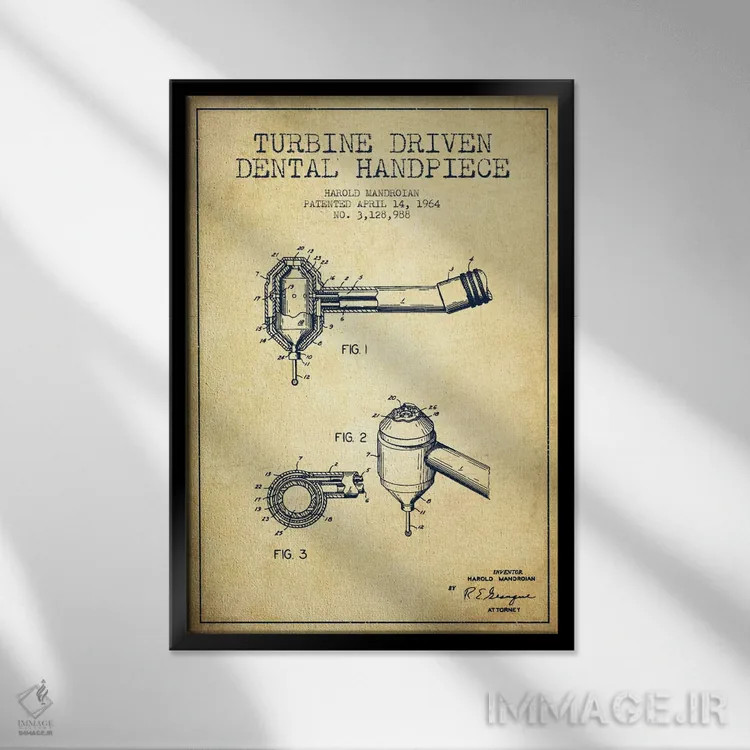 تابلو نقشهٔ ثبت اختراع محرک توربین (طرح کلاسیک) اثر پیکسل کهنه (استودیو/نام هنری) - نمای قابدار مشکی