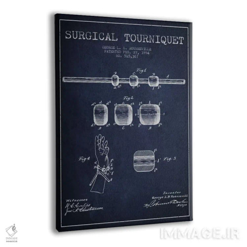 تابلو نقشهٔ ثبت اختراع تورنیکت جراحی آبی نفتی اثر پیکسل کهنه (استودیو/نام هنری) - نمای پرسپکتیو محصول