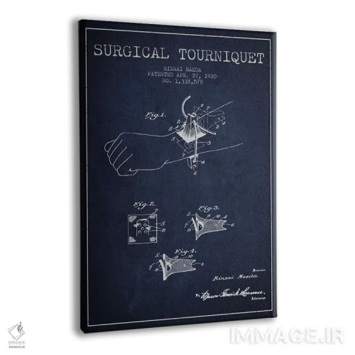 تابلو نقشهٔ ثبت اختراع تورنیکت جراحی آبی نفتی اثر پیکسل کهنه (استودیو/نام هنری) - نمای پرسپکتیو محصول