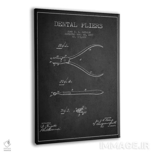 تابلو نقشهٔ ثبت اختراع انبر دندانپزشکی خاکستری اثر پیکسل کهنه (استودیو/نام هنری) - نمای پرسپکتیو محصول