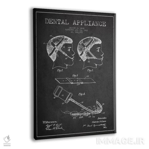 تابلو نقشهٔ ثبت اختراع وسایل دندانپزشکی خاکستری اثر پیکسل کهنه (استودیو/نام هنری) - نمای پرسپکتیو محصول