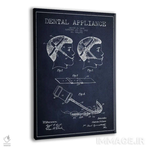 تابلو نقشهٔ ثبت اختراع وسایل دندانپزشکی آبی نفتی اثر پیکسل کهنه (استودیو/نام هنری) - نمای پرسپکتیو محصول