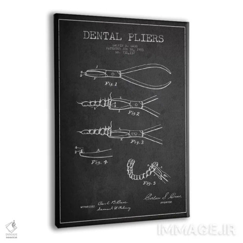 تابلو نقشهٔ ثبت اختراع انبر دندانپزشکی خاکستری اثر پیکسل کهنه (استودیو/نام هنری) - نمای پرسپکتیو محصول