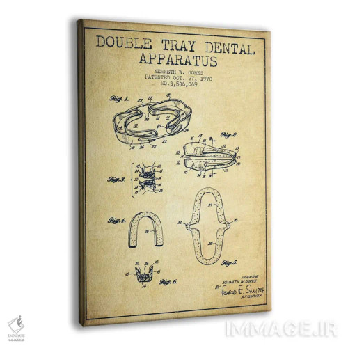 تابلو نقشهٔ ثبت اختراع سینی دوبل (طرح کلاسیک) اثر پیکسل کهنه (استودیو/نام هنری) - نمای پرسپکتیو محصول