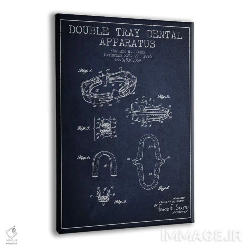 تابلو نقشهٔ ثبت اختراع سینی دوبل آبی نفتی اثر پیکسل کهنه (استودیو/نام هنری) - نمای پرسپکتیو محصول