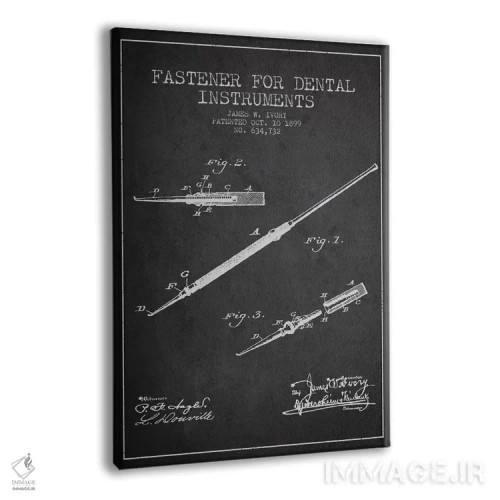 تابلو نقشهٔ ثبت اختراع بست ابزار دندانپزشکی خاکستری اثر پیکسل کهنه (استودیو/نام هنری) - نمای پرسپکتیو محصول