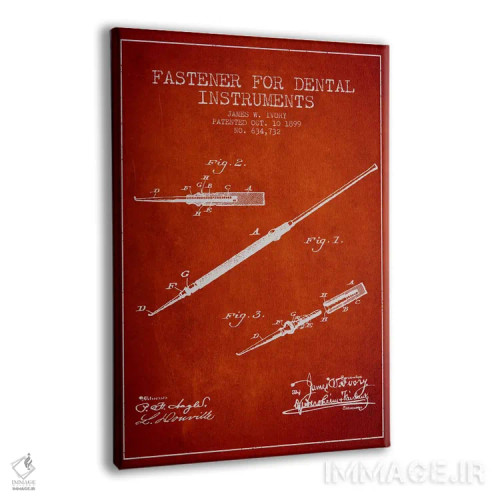 تابلو نقشهٔ ثبت اختراع ابزار دندانپزشکی بستدار (قرمز) اثر پیکسل کهنه (استودیو/نام هنری) - نمای پرسپکتیو محصول