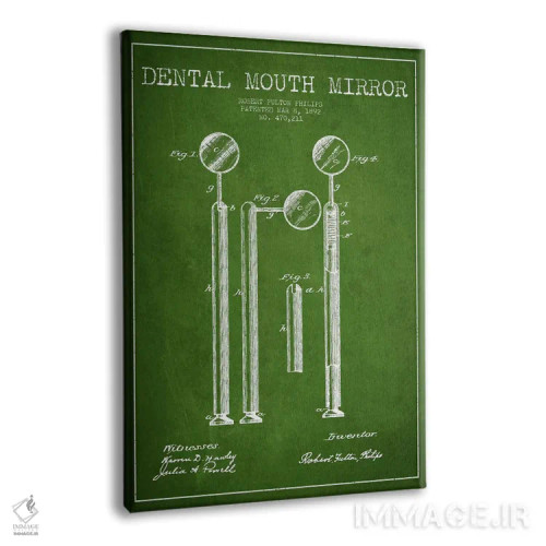تابلو نقشهٔ ثبت اختراع آینه دهانی (سبز) اثر پیکسل کهنه (استودیو/نام هنری) - نمای پرسپکتیو محصول