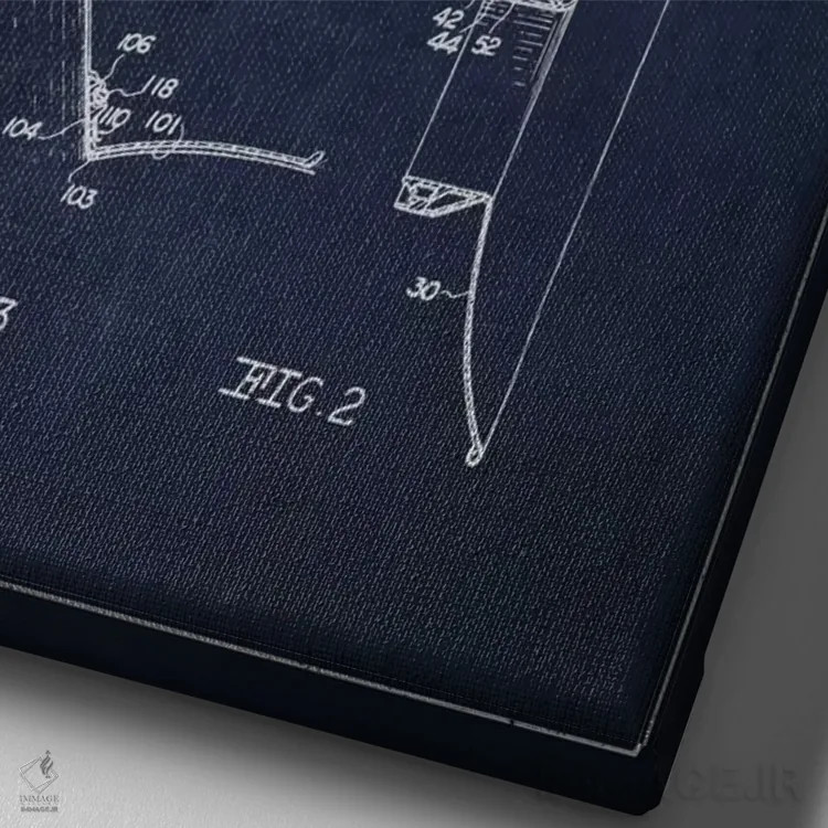 تابلو نقشهٔ ثبت اختراع کاندوم (آبی نفتی) اثر پیکسل کهنه (استودیو/نام هنری) - نمای نزدیک بافت بوم