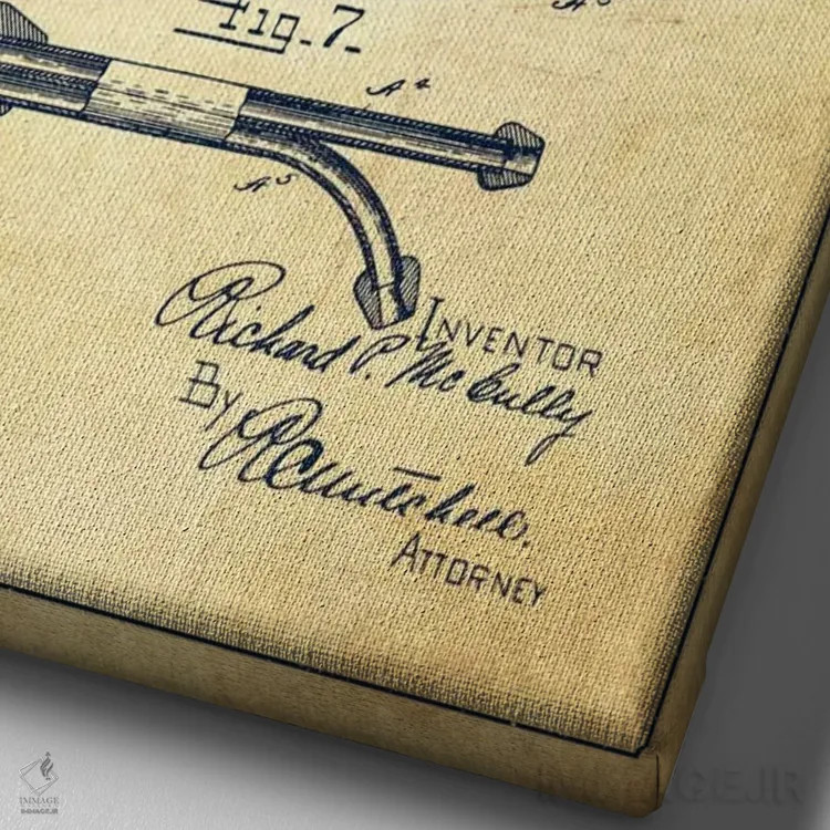 تابلو نقشهٔ ثبت اختراع کاتتر (قدیمی) اثر پیکسل کهنه (استودیو/نام هنری) - نمای نزدیک بافت بوم