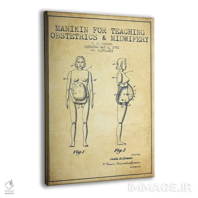 تابلو نقشهٔ ثبت اختراع ماما ۱ (قدیمی) اثر پیکسل کهنه (استودیو/نام هنری) - نمای پرسپکتیو محصول