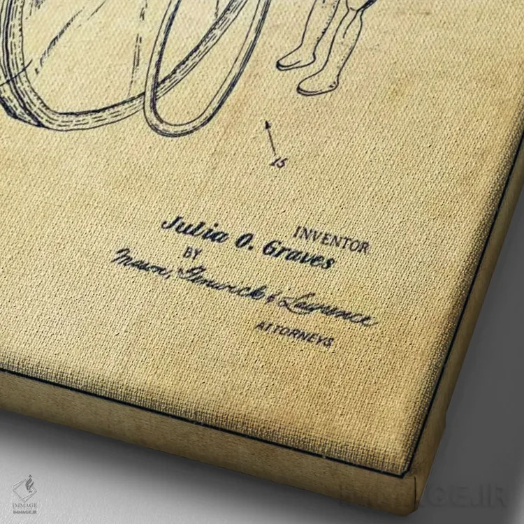 تابلو نقشهٔ ثبت اختراع ماما (قدیمی) اثر پیکسل کهنه (استودیو/نام هنری) - نمای نزدیک بافت بوم