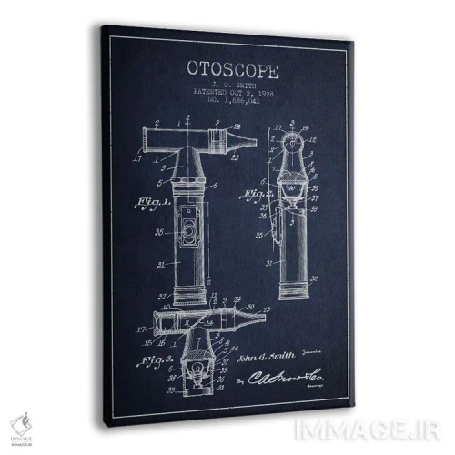 تابلو نقشهٔ ثبت اختراع اتوسکوپ ۳ (آبی نفتی) اثر پیکسل کهنه (استودیو/نام هنری) - نمای پرسپکتیو محصول