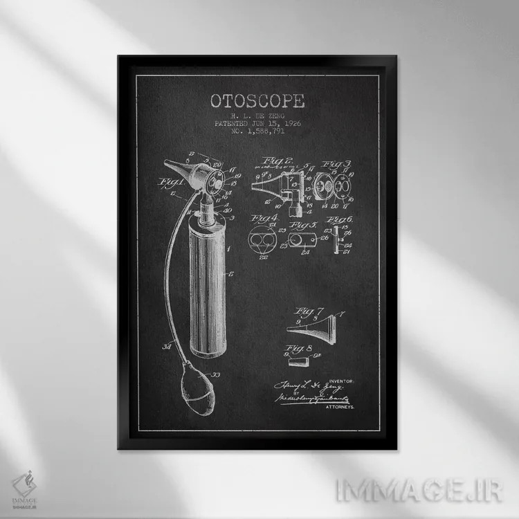 تابلو نقشهٔ ثبت اختراع اتوسکوپ (زغالی) اثر پیکسل کهنه (استودیو/نام هنری) - نمای قابدار مشکی